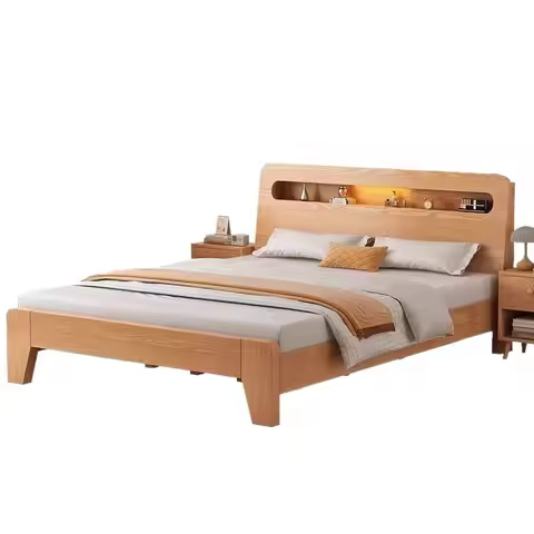 Oak bed Modern minimalist bedroom 1.2 meters Plate bed Master bedroom 1.8 Rental room Economy double