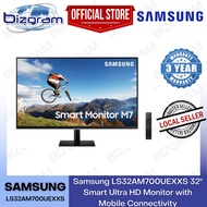 Samsung 32" Smart Ultra HD Monitor with Mobile Connectivity LS32AM700UEXXS, VA Flat Panel, 60Hz, 3840x2160 (3-Yr Wty)