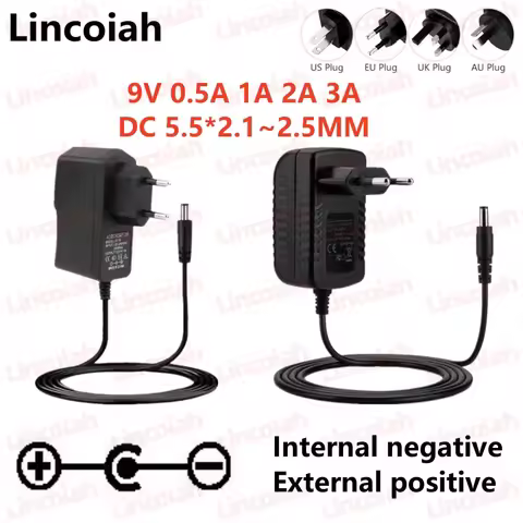 AC 100-240V DC 9V 0.5A 1A 2A Electric Guitar Stompbox Power Supply Adapter charger 9 V Volt For Guit