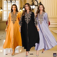 【Spot Goods】Morocco Turkey Beaded Gown Dubai Embroidery Party Long Dress Abaya Muslim Robe Kaftan Ar