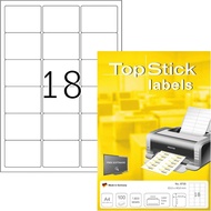 The Office Shoppe - TopStick 8735 Address Mailing Labels, 18 Labels Per A4 Sheet, 63.5 x 46.6 mm,180