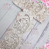 (Per Meter) RDB543 Light Cream Embroidered Lace with Beautiful Motif, 9Cm Wide
