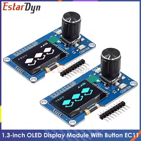 Estardyn 1.3" OLED Module SH1116 Drive / EC11 Encoder | White/Blue Display | I2C Interface | HD Scre