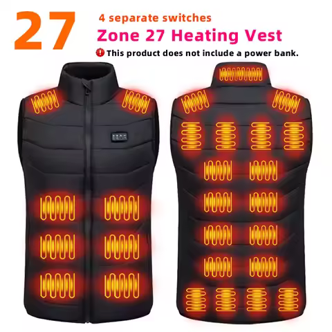 27/17/9-Zone Smart Heated Vest, Outdoor Casual Warm Jacket, Zone-by-Zone Independent Control, 3-Leve