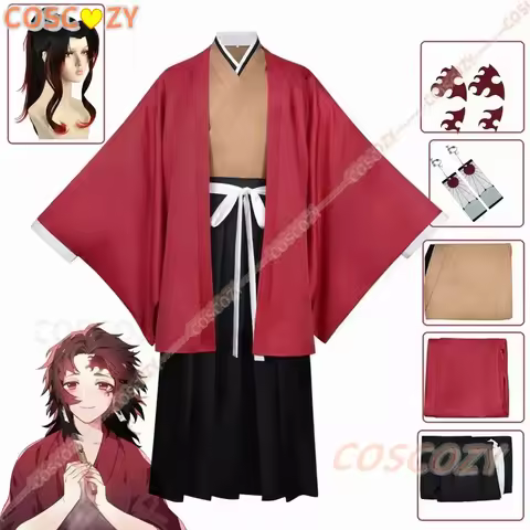 Cosplay Tsugikuni Yoriichi Cosplay Costumes Tattoo Stickers Earrings Days of breathing Halloween Cos