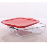 Borcam 1.95L Square Glass Roaster with Plastic Lid / food storage container / bakeware