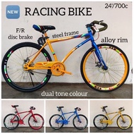 BASIKAL FIXIE RACING BIKE ROADBIKE 24' 700C NEW DESIGN STEEL BODY ALLOY RIM GUMBO