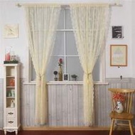 Lace Curtains 84 Inches Long 1 Piece, Yellow Sheer Rose Embroidered Vintage Tulle Farmhouse Style Cu