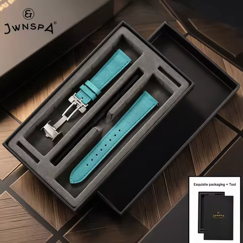 JWNSPA Leather Watch Band Quick Release Strap Handmade Stitching For Breitling IWC Omega Watch Acces
