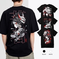 Japanese top Geisha series T-shirt Grimace mask Geisha Unisex thick cotton T-shirt