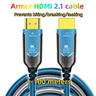 8K Fiber Optic HDMI Cable， Stainless Steel Armor 8K HDMI 2.1 Cable Ultra high Speed,Support 8K60Hz, 4K120Hz, Dynamic HDR, eARC Compatible PS5 Xbox Apple TV Sony LG Samsung