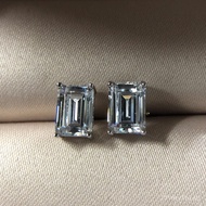 Shipei Jewelry Hot Sale in Europe and America1ct Rectangular5*7Four-Prong Simulated Diamond Earrings