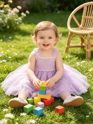 Baby Girl Summer Lavender Smocked Strap Tulle Tutu Dress