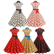 European American Hepburn Classy 80s Hong Kong Style Retro Polka Dot Party Dance Performance Costume