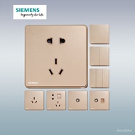 Siemens Switch Socket Ruizhi Rose Gold Ruizhi Wall Socket Two and Three Pins Switch Panel Genuine Goods