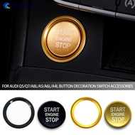 NOBELJIAOO 2Pcs Car Start Ignition Engine Start Stop Button Ring Cover Trim Sticker For Audi Q5/Q7/A
