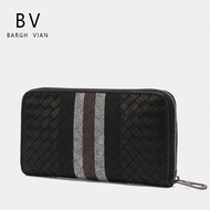 BARGH VIAN BV Genuine Business Long Braided Embroidered Tire Cowhide New Style Zipper Wallet Men's W