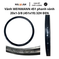 Weinmann SP19 bicycle rims and braces 20inch 451, 32 holes, rim brake, black.