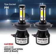 TaffLED Lampu Depan Mobil LED COB Headlight H4 Cool White 2 PCS Lampu Utama Mobil  Soket H4 Avanza X