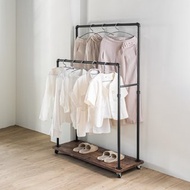 工業風雙桿吊衣架 掛衣架_水管造型 木板置物 滑輪設計