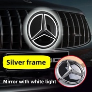 Car Front Grill Logo Light mirror face LED Badge For Mercedes Benz W205 W218 W207 W176 Emblem Lumino