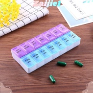 ZAIJIEEE 14 Grids Weekly Medicine Container, Large Capacity AM/PM 7Days Pill Box, Portable Pill Stor