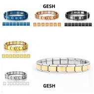 GESH Italy Bracelets, Stretchable Stainless Steel Italian Modules,  Square Italian Charm Bracelets G