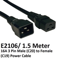 1.5 Meter 16A 3 Pin Male (C20) to Female (C19) Power Cable - E2106/1.5M