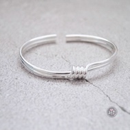 Double Twist Spiral Sterling Silver Bracelet Open Pure 999.9
