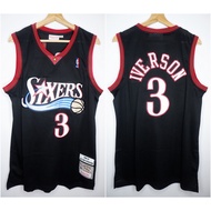 NBA CLASSIC HWC SIXERS 3 ALLEN IVERSON BLACK MITCHELL&NESS BASKETBALL JERSEY