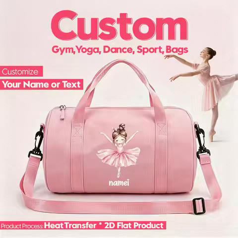 Personalized Name Large-Capacity Ballet-Themed Dance Bag Yoga Bag Gym Bag - Lightweight Large-Capaci