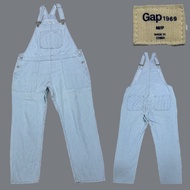 [Used D79] White-Blue Striped Overalls GAP Waist 36 Inches