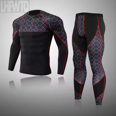 New Men Sports Thermal Underwear Suit Gym Fitness Johns Compression Sets Winter Long Johns Clothes R