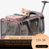 🎈NEW🎈 ROIFRCat Bag Pull Rod out Breathable Pet Trolley Bag Travel Portable Bag Cat Bag Cat Bag Large Cat Nest Cat Cage F