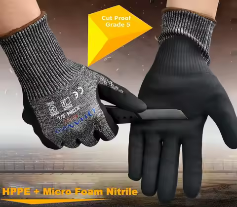 Cut Resistant Work Glove Butcher HPPE Stain Steel Micro Foam Nitrile Maxi High Flex ANSI A4 Anti Cut
