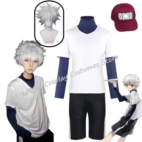Hunter x Hunter Killua Zoldyck Cosplay Costume White wig Halloween Christmas Party Outfits Killuar S