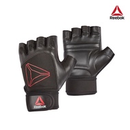 Reebok 銳步 短指皮革重訓手套-M (黑紅)