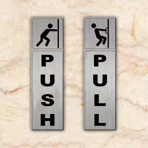 Aluminum Sliding Door Sticker Hotel Restaurant Glass Push Word Pull Word Door Sticker Sign Reminder