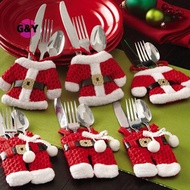 G&Y 6x Santa Suit Christmas Cutlery holder tableware Silverware bag Decorations