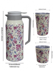 1 bình đựng nước giữ nhiệt Romantic Floral Series 1500ml/50.74oz, bình đựng cà phê cách nhiệt hai lớ