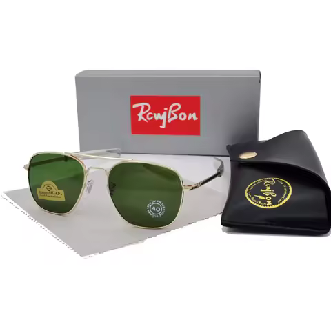 Luxury Brand Retro Green AO Pilot Sunglasses Designer Male Sun Glasses American Army Military Optica