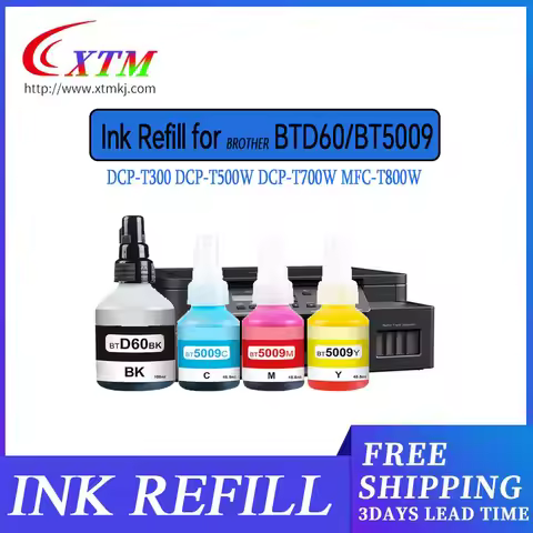 Ink Refill BTD60 BT6009 BT5009 for Brother DCP-T300 DCP-T500W DCP-T700W MFC-T800W laser liquid inkje