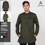 baju koko pria dewasa baju Koko lengan panjang bahan toyobo Army