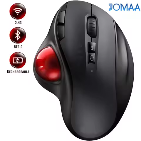 Wireless Trackball Mouse 2.4G,Dual Bluetooth 4.0 Ergonomic Mouse Rechargeable Mouse for Mac Windows 