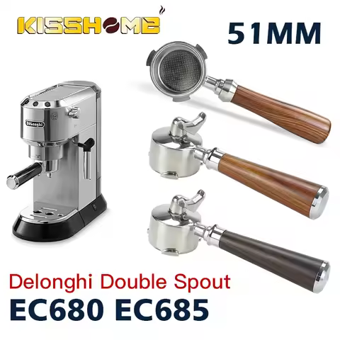 51mm Coffee Portafilter Double Spout Delonghi EC680 EC685 Espresso Machine Accessories Replacement F