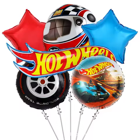 6 Pcs Hot Wheels Party Decorations Balloons Hot Wheels Foil Balloons Hot Wheels Party Balloons for H