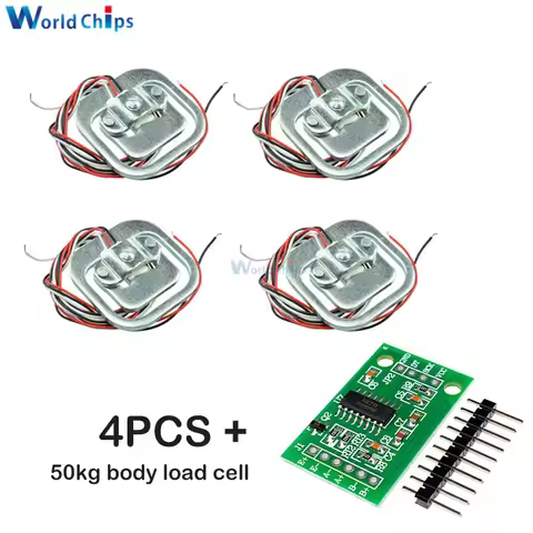 4Pcs 50kg Human Scale Load Cell Weight Sensors+HX711 AD Module Body Load Cell Weighing Sensor Pressu