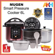 [SIRIM] MUGEN Smart Pressure Cooker 6L Non Stick Pot Stainless Steel Inner Pot (With Free Gifts) - R