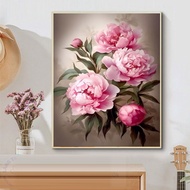 Cross-stitch painting of Blooming Peony (closed embroidery) MN6031 - Size: (50x68)cm