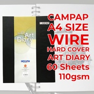 [ CAMPAP CA3147 ] A4 Size Wire O Hard Cover Art Diary ( 110gsm / 60 Sheets )